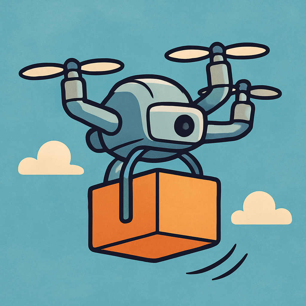 Quadcopter carrying a package
